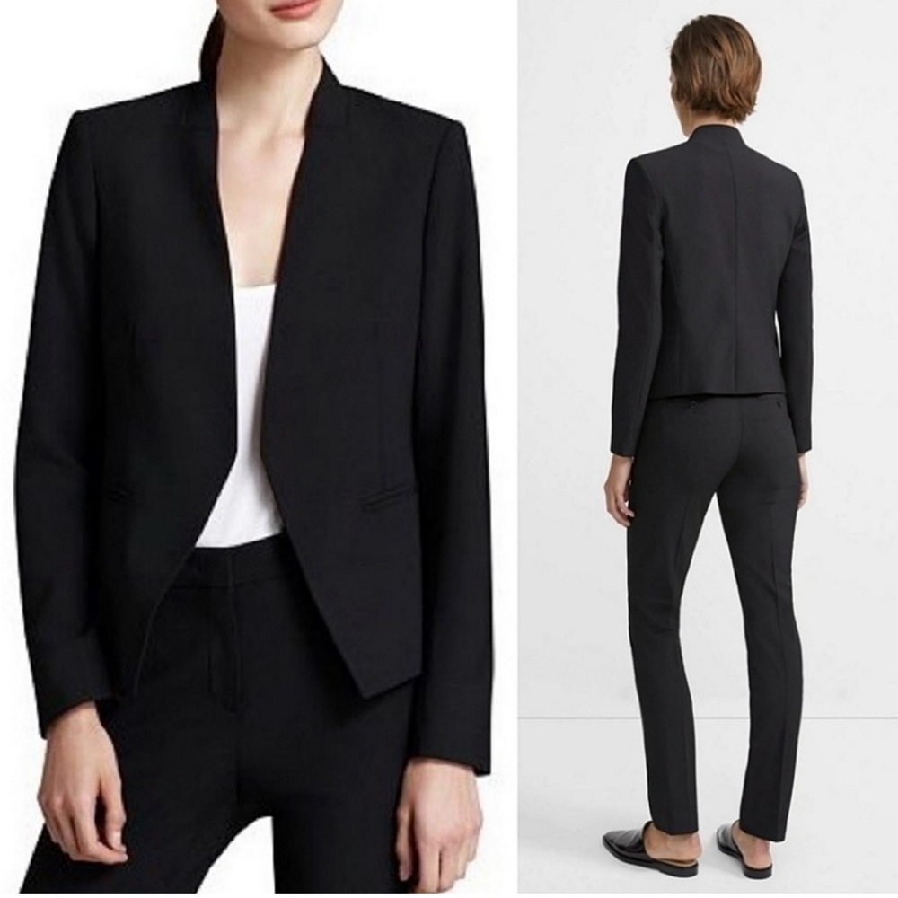 Theory Lanai blazer with leather trim/accents. Size 6